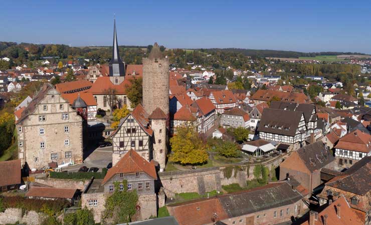 Luftbild der Burgenstadt Schlitz