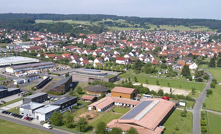 Luftaufnahme des Gewerbegebiets in Wartenberg-Angersbach